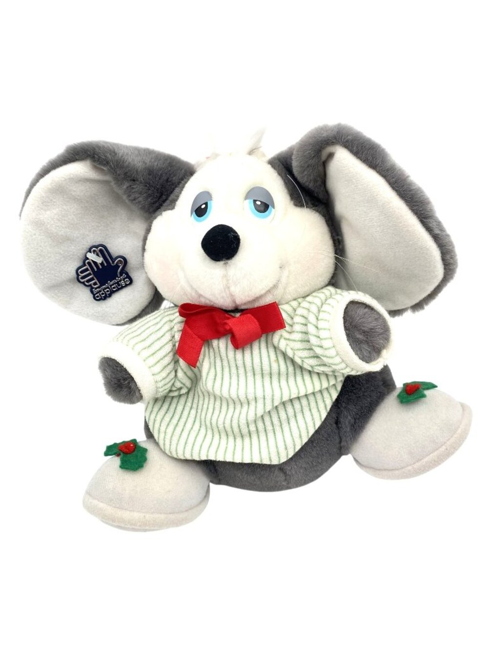 Christmas Applause Sugarplum Plush Mouse Striped Hat Pajamas Big Ears 1987 10"